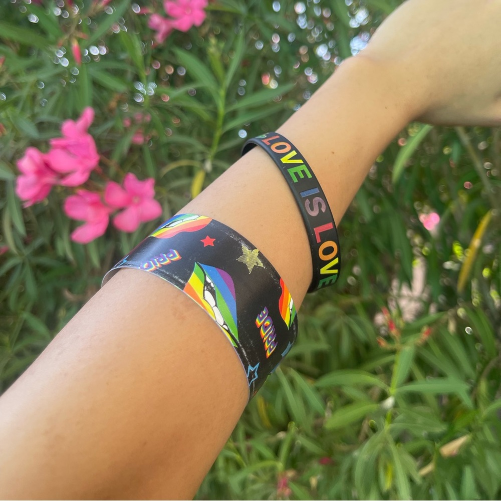 Pride Rainbow Y2K Snap Bracelet & Rubber Bracelet